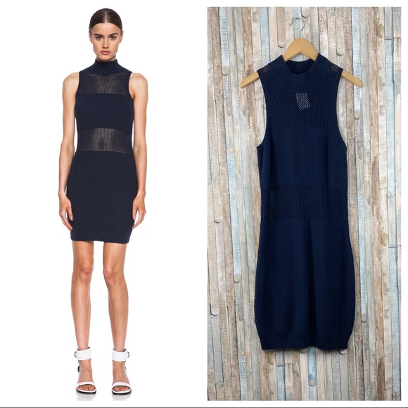 Carven Dresses & Skirts - New Carven L Navy Mixed Stitch Knit Pencil Dress